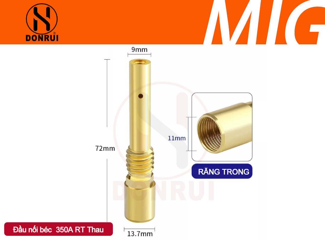 ĐẦU NỐI BÉC HÀN 350A Thau RĂNG TRONG