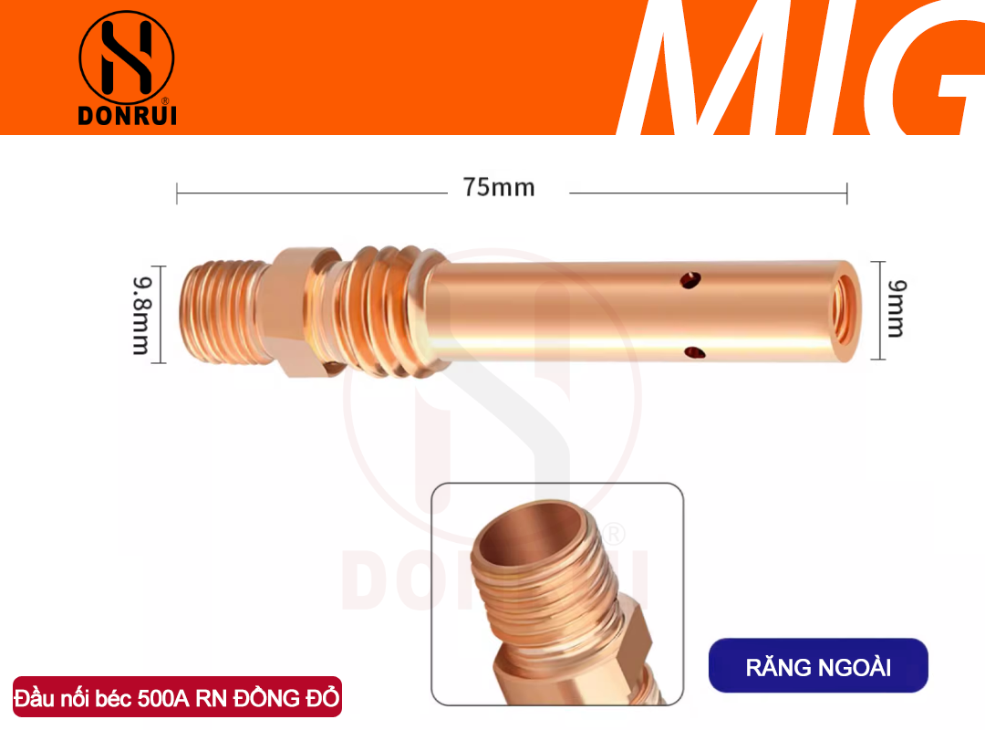 Nối Béc hàn Mig 500A R.N Đồng Đỏ